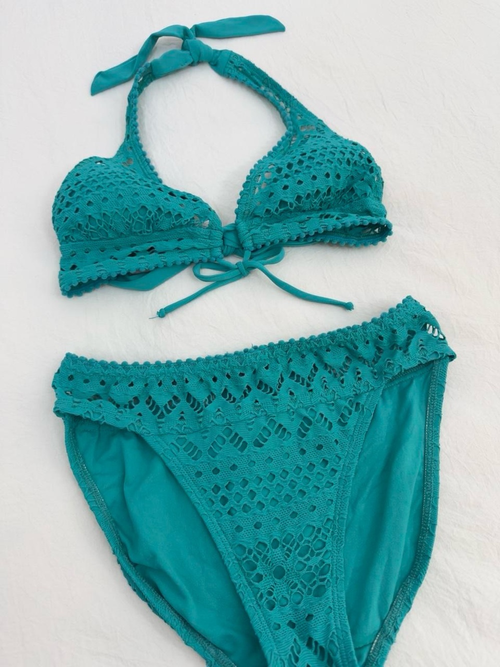Turquoise Lace Bikini - Picture 2 of 8